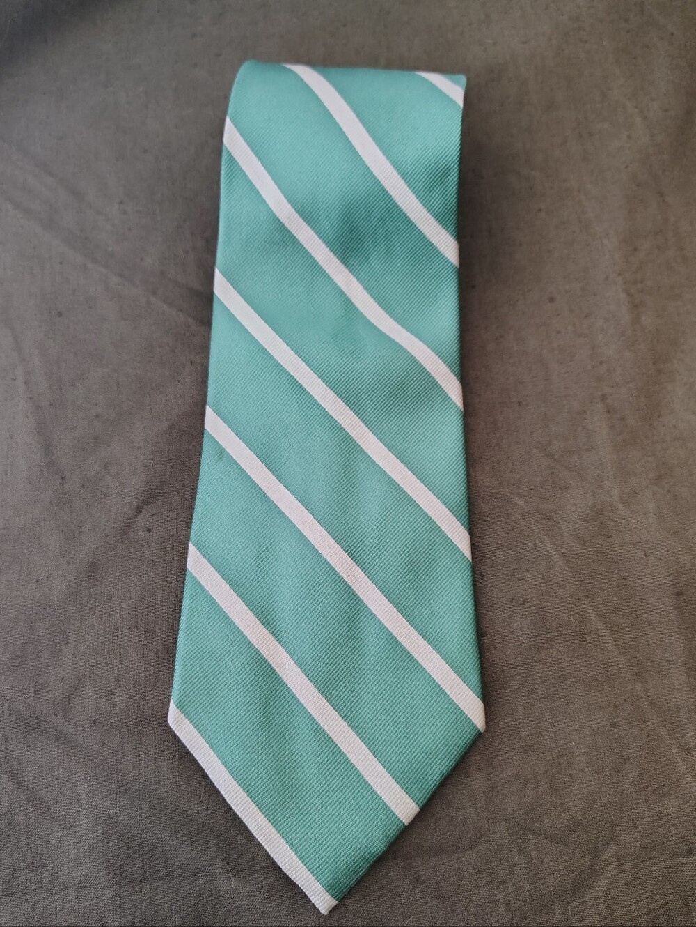 Polo by Ralph Lauren Vintage Repp Tie 100% Silk Made in USA Green White